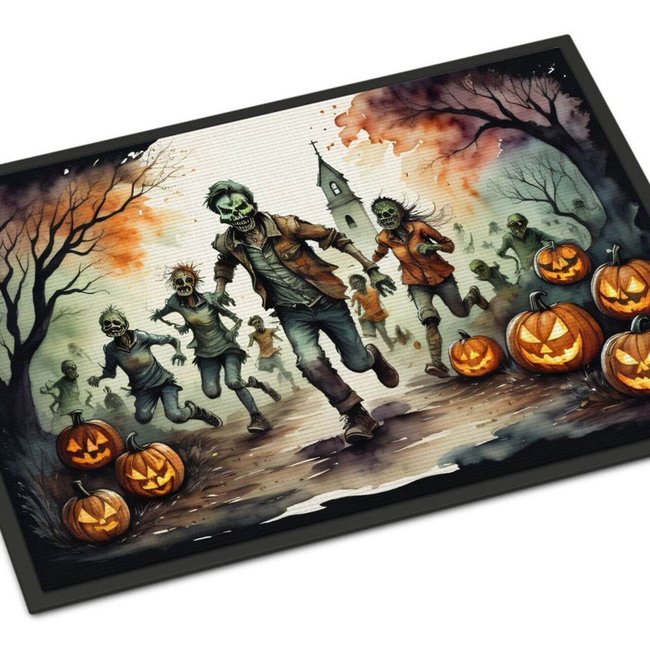 Edge Collections - 18" x 27" - Multicolor - Zombies Halloween Doormat Indoor Outdoor Rug - 1 Piece